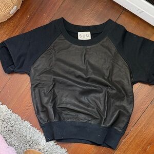 Sea Black Leather Kids Tee